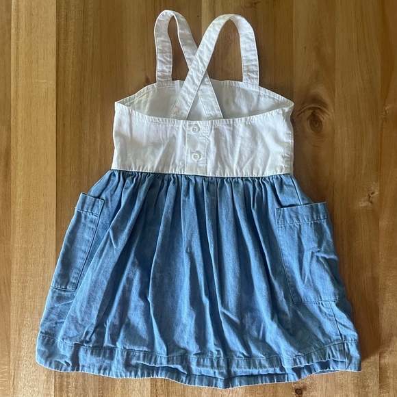 Hanna Andersson Chambray Jeans Bunny Jumper Dress, Size 4/100cm - Picture 3 of 3